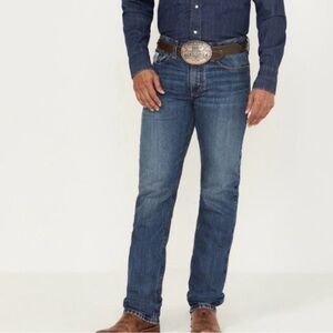 Cinch Men's Silver Label Mid Rise Slim Fit Straight Leg Jeans Medium Stonewash